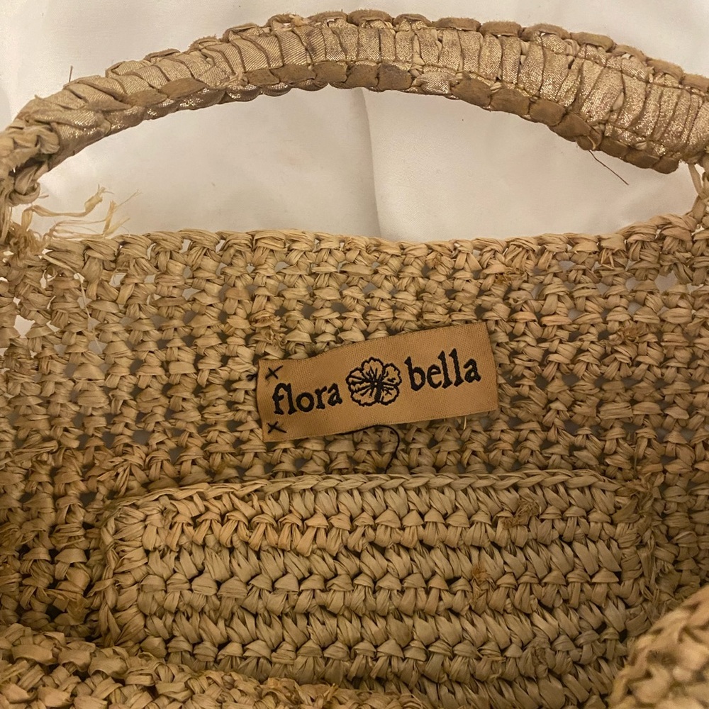 flore bella napa tote luxe straw bag - Picture 3 of 5